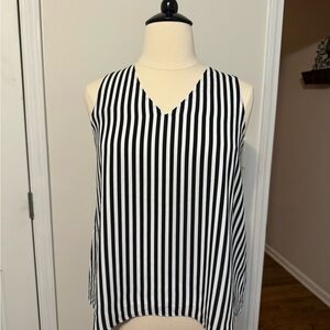 Cato Black & White Vertical Stripe V-Neck Sleeveless Camisole